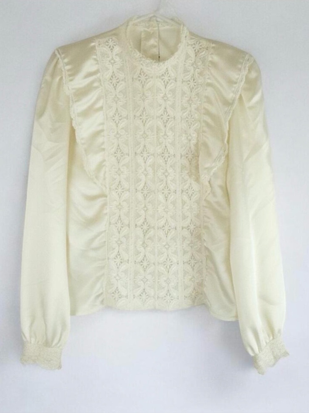 Illustrations Vintage Lace Ivory Cottage Blouse Womens Small